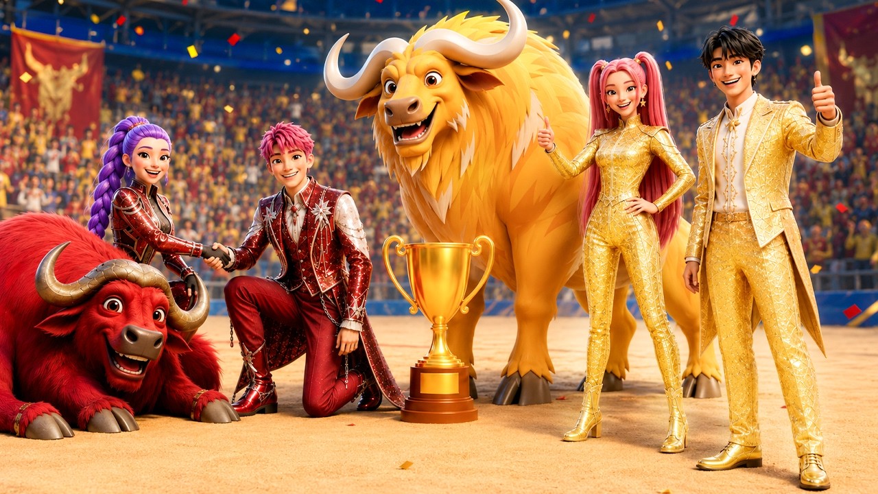 Golden Family VS Ruby Family 🏆 RUMI Gets Magic BUFFALO Racing Championship 🐃  KPOP Demon Hunters