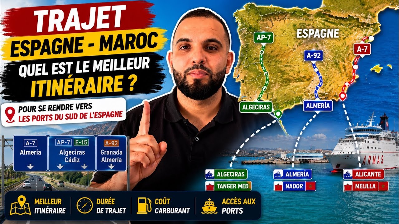Quel est le meilleur itinéraire pour se rendre au Maroc en passant par l’Espagne ? 🇪🇸 👉 🇲🇦