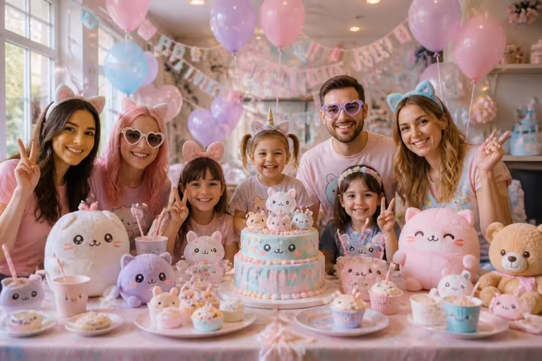 célébrez une fête d'anniversaire pleine de douceur et de charme kawaii, avec des décorations adorables, des gourmandises colorées et une ambiance magique qui ravira petits et grands.