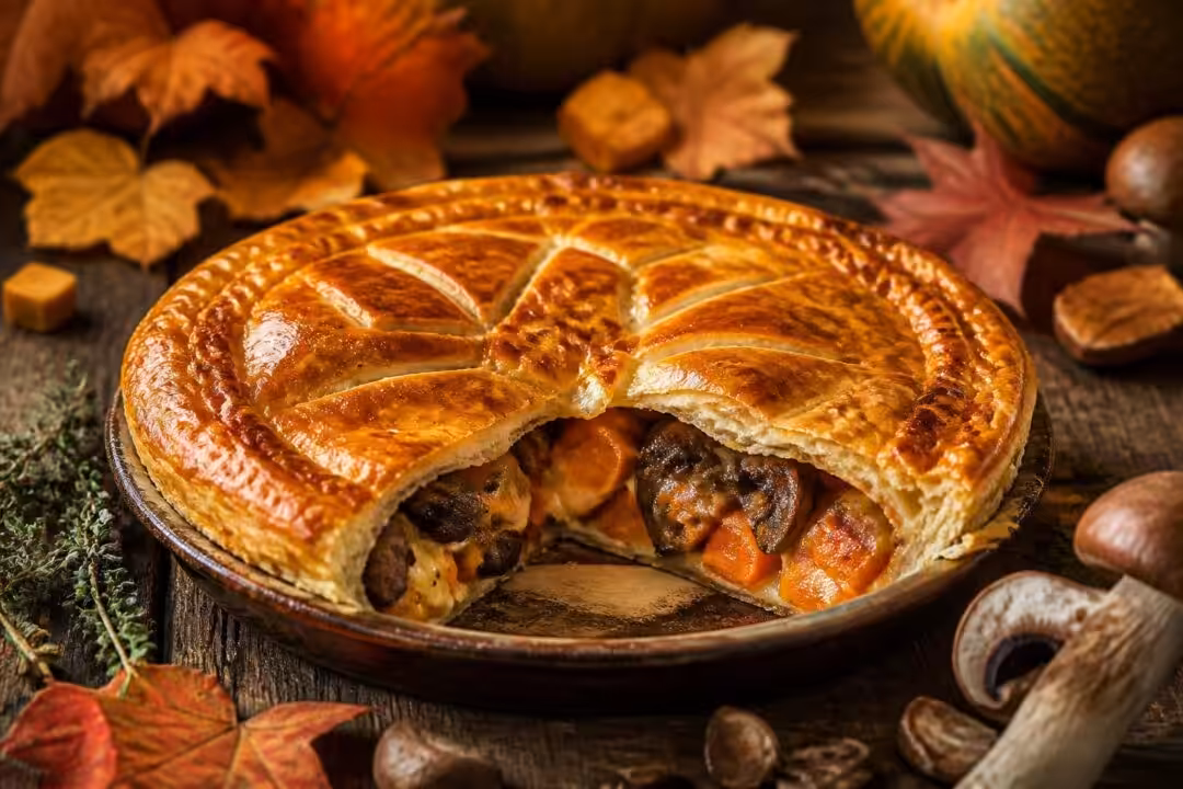 savourez l'automne avec notre tourte gourmande au butternut, edam et champignons, une recette réconfortante aux saveurs riches et délicates.